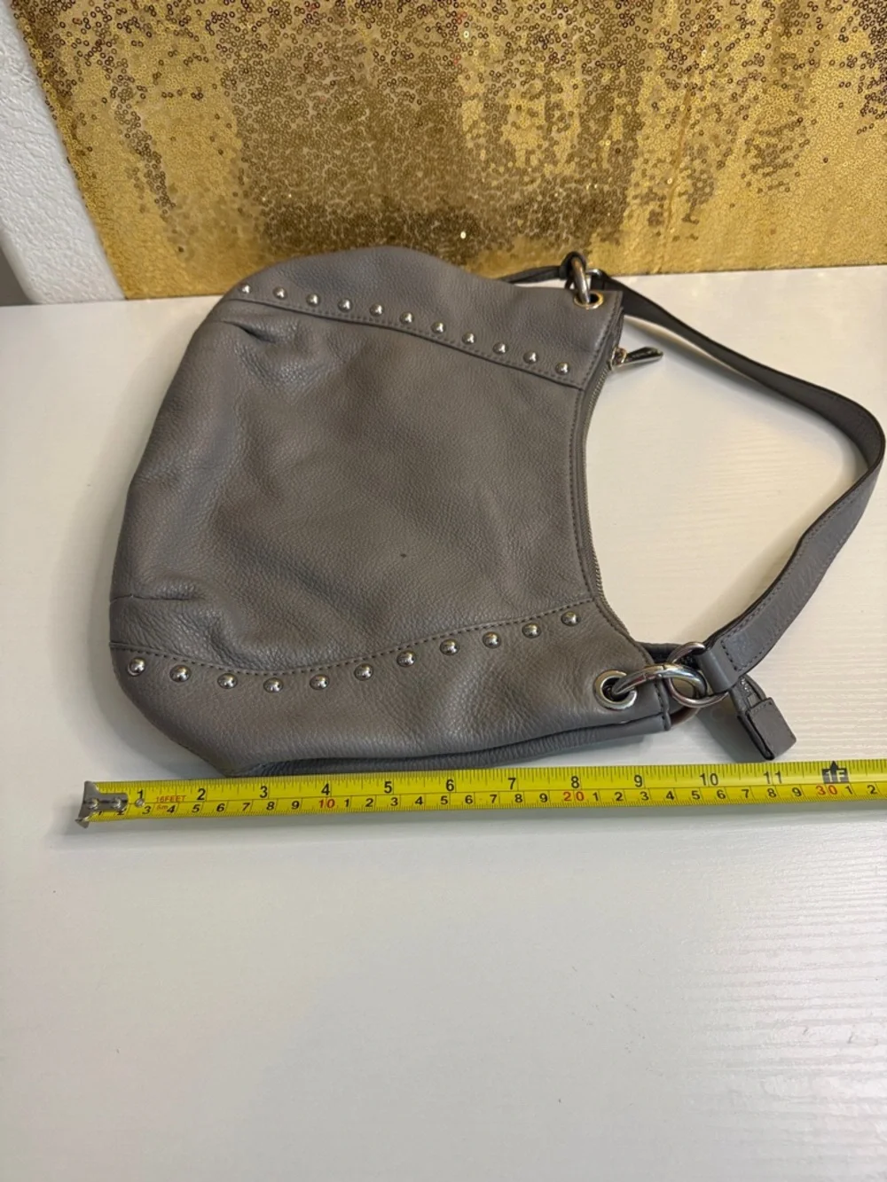 Michael Kors Small Middleton Leather Studded hobo in Gray